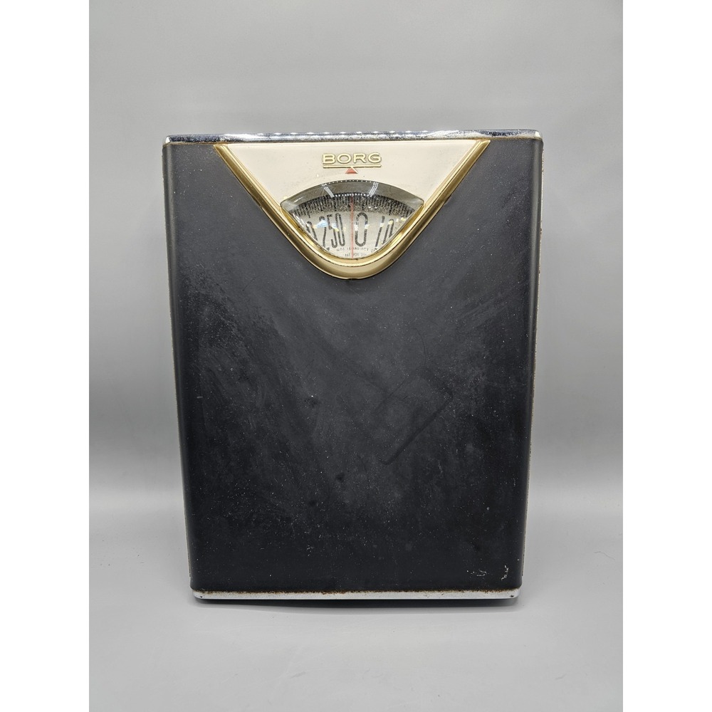 Vintage MCM Borg Flight Bathroom Scale Made In USA Black Brass